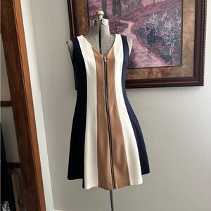 Ann Taylor Black and White V-neck A-line Mini Dress